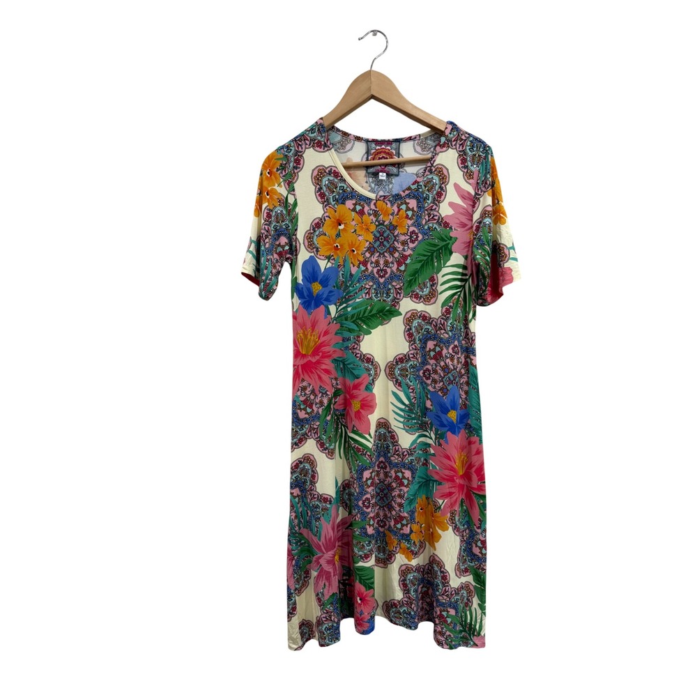 Johnny Was Los Angeles Floral Paisley Bamboo Knit Dress Multi-Color T32922-4K M
